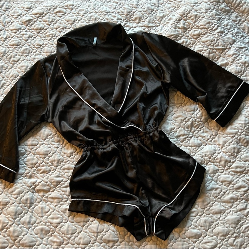 In For The Night PJ Romper Onesie - Black